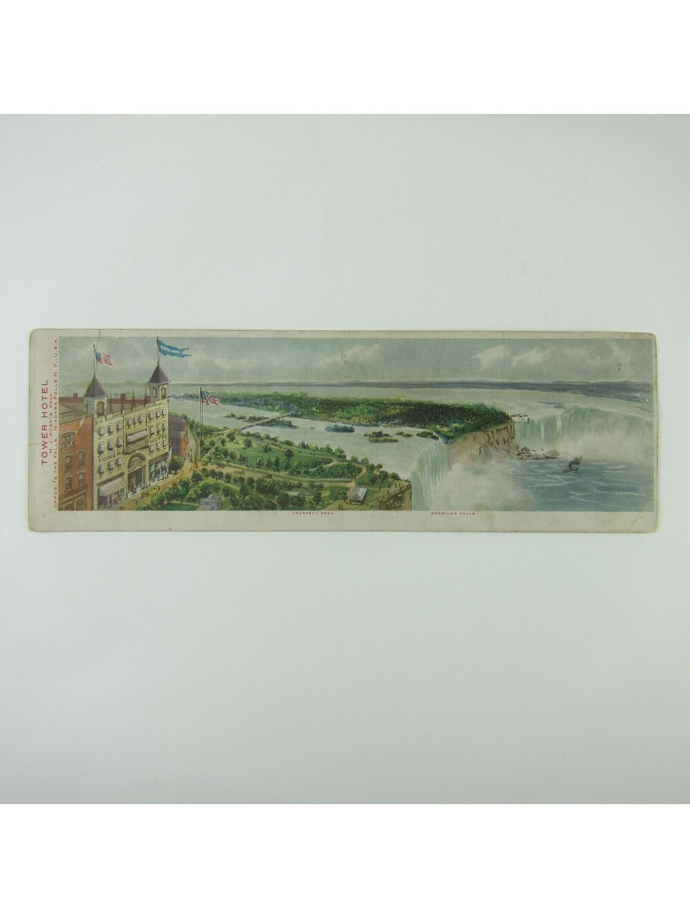 Private Postcard Panorama Niagara Falls Tower Hotel New York LARGE Antique RARE